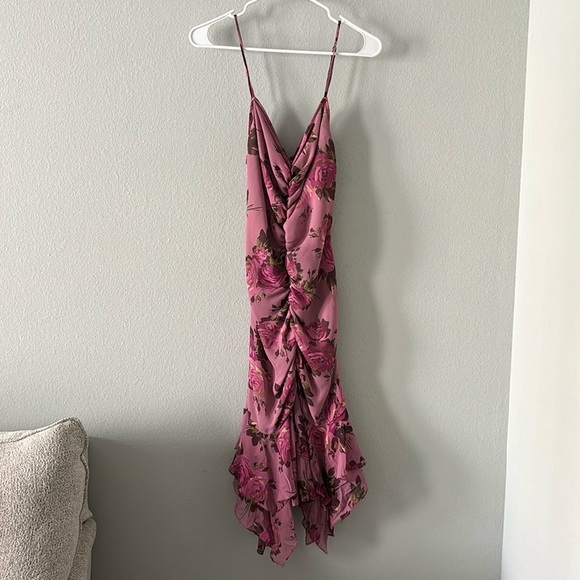 Vintage Betsey Johnson 100% Silk Ruffled Floral Midi Slip Dress - Picture 2 of 5